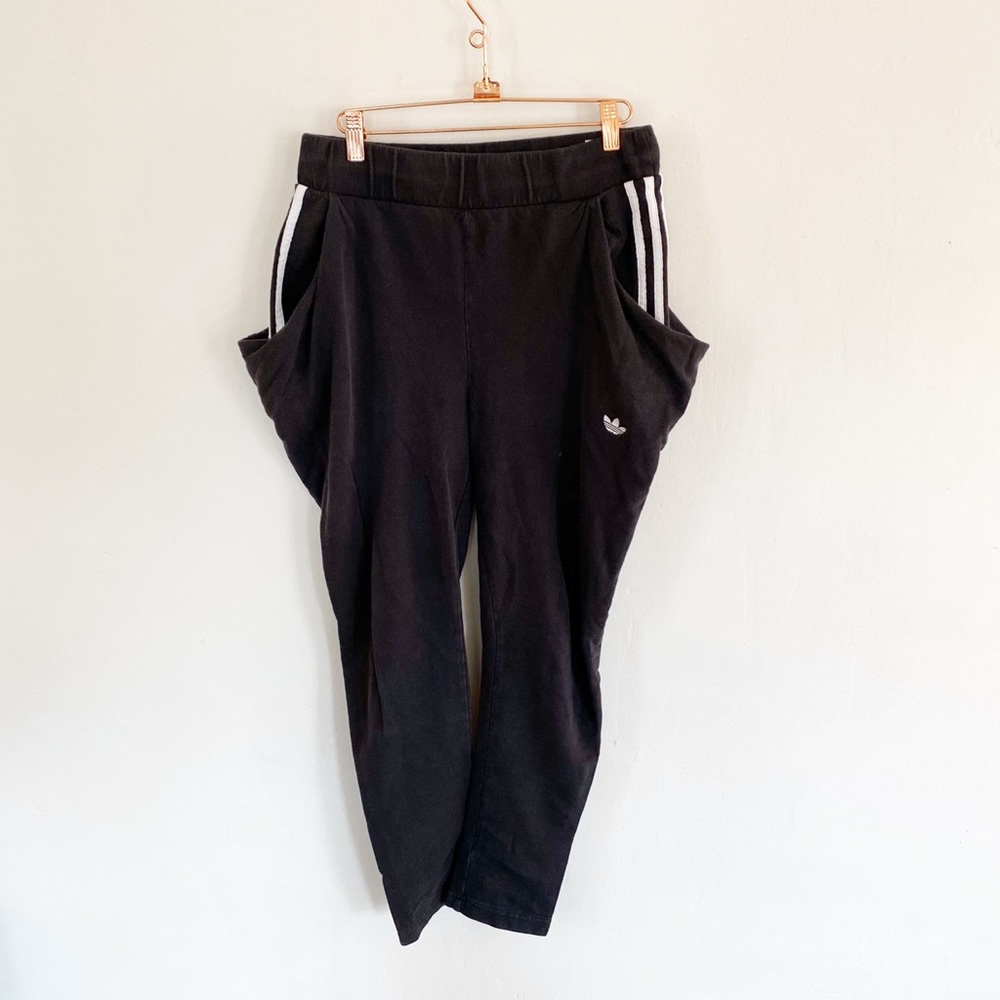 adidas Black Track Joggers with White Stripes